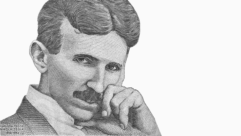 Pencil portrait of Nikola Tesla.