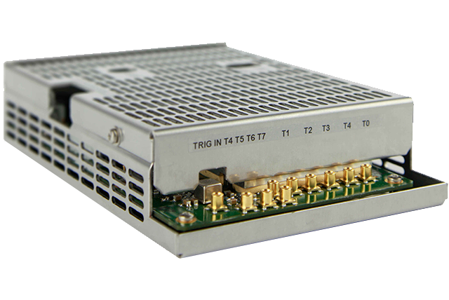 An OEM pulse generator module. The same timing architecture in a board-level form built into a larger system.