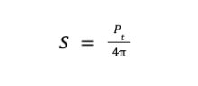 Equation for power per unit area as a function of transmitted power and distance