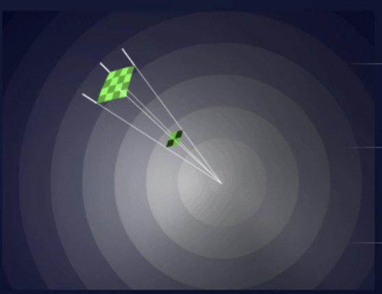 Diagram showing nondirectional power density diminishing as it spreads over a sphere