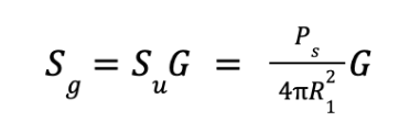 Equation for directional power density as the product of nondirectional power density and antenna gain