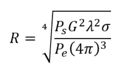 The classic radar range equation solved for maximum range