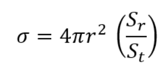 Definition of radar cross section as a ratio of scattered to transmitted power density