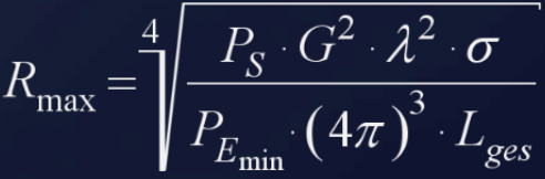 Basic radar range equation applied to CW radar.
