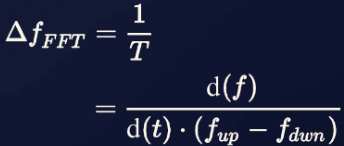Range resolution relations for FMCW radar.