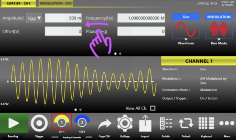 Example waveform output from the Model 645.