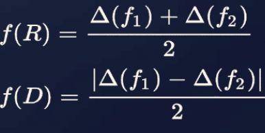 Triangular-modulation distance and Doppler formulas.