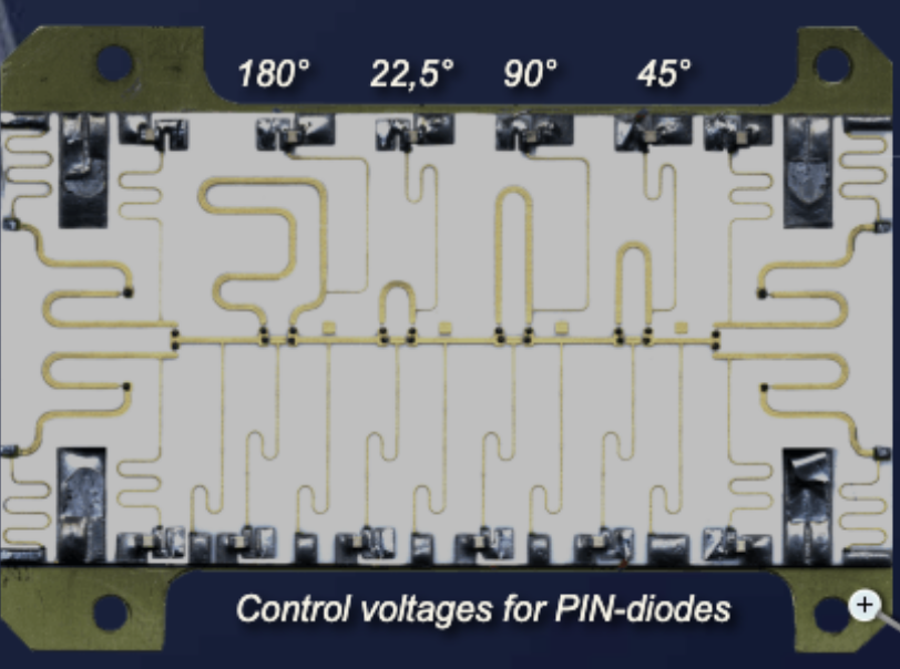 Circuit board with a phase shifter wiring with switched detour lines