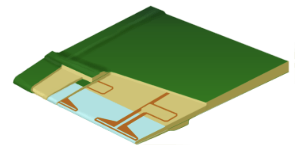 Sectional picture of the antenna array of a monopulse antenna