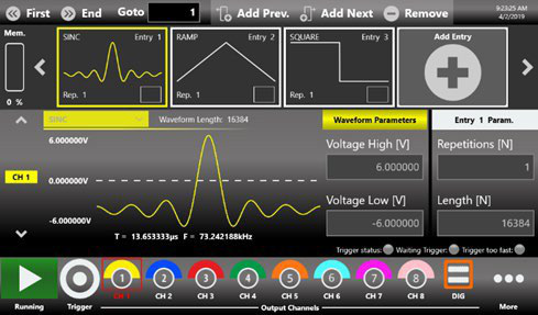 Simple Rider True Arb arbitrary waveform sequencer interface