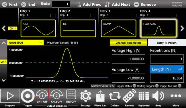 Simple Rider TrueArb AWG mode sequence editor interface