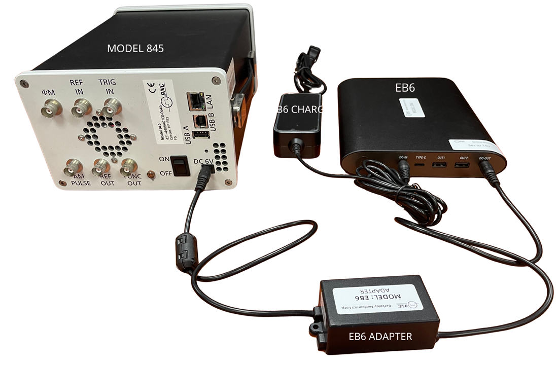 Model 845 with external power bank adapter cable (Option EB6)