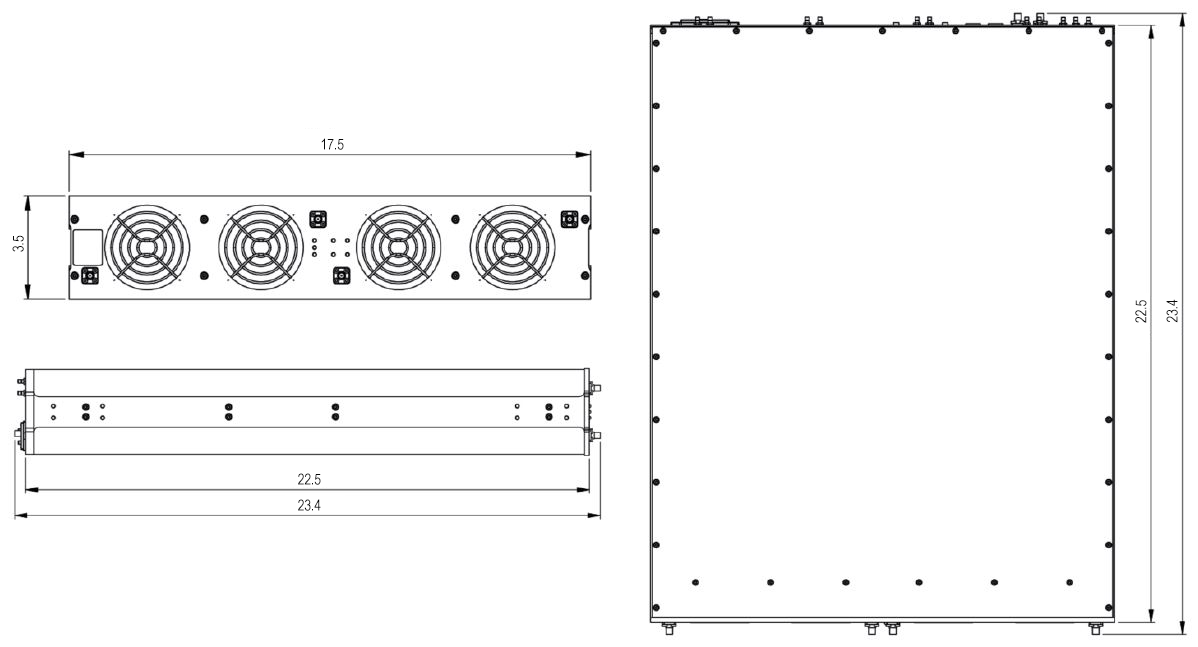 Model 870A 19-inch 2U outline and dimension drawing