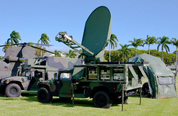 Mobile military radar system deployed in the field