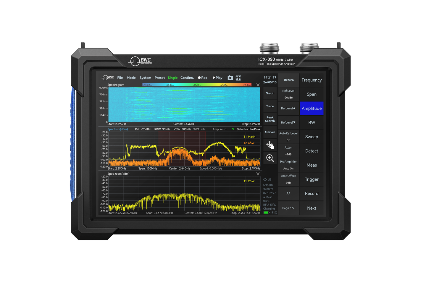 Berkeley Nucleonics ICX-FieldHawk handheld real-time spectrum analyzer