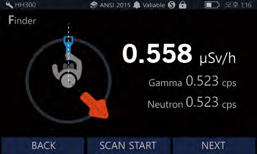 SAM 940+ on-screen gamma spectrum with isotope identification