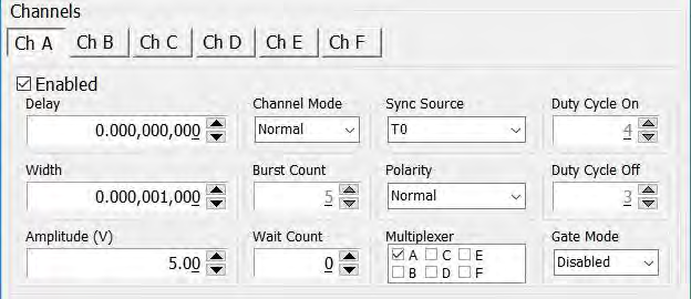 525 application channel parameters