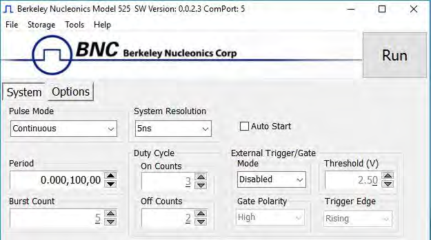525 application system parameters