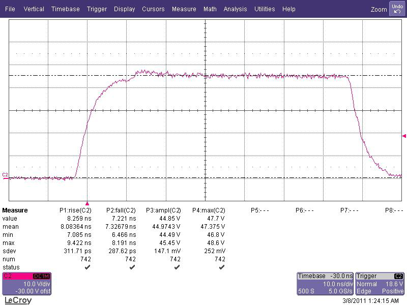 AT45 High Z 45V output oscilloscope capture