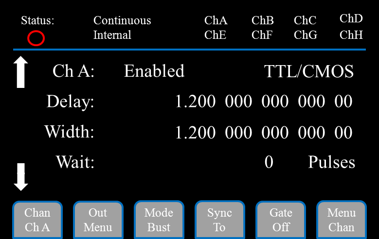 577 Channel menu with the Enable/Disable parameter at the top of the setup area