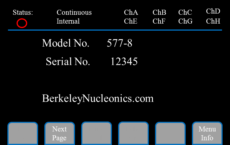 577 Configuration menu with screen brightness, beeper volume and key repeat settings