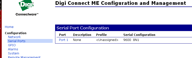 Serial Ports page.