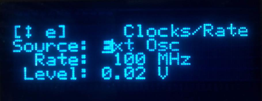 System display screen shot (external clock indicators).
