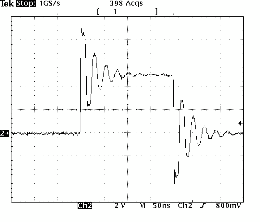 Overshoot on the output of the TZ50 module.