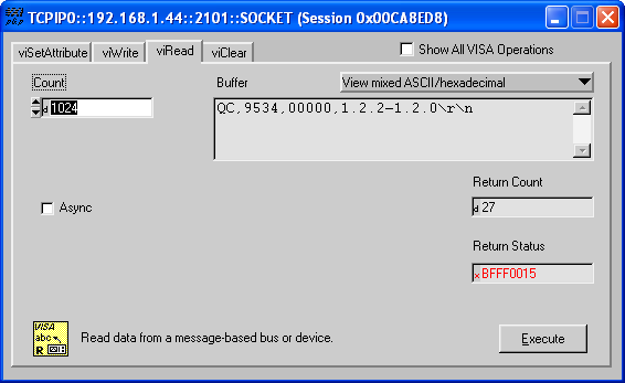 Return string from the *IDN? query (Read tab).
