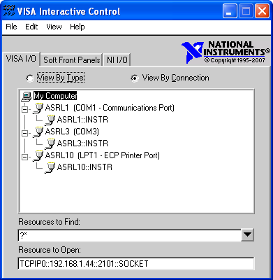 Commands sent from the VISA Write tab buffer.