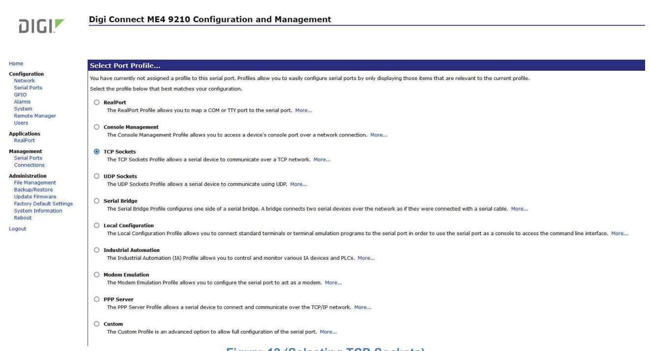 Figure 12. Selecting TCP Sockets.
