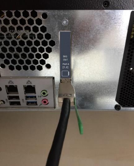 Digital output connector and Mini-SAS HD cable connection on the Model 675-2C