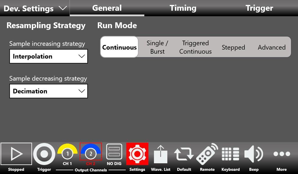 Simple TrueArb touch user interface showing the sequencer and waveform graph