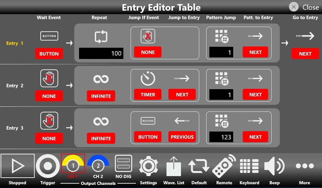 Entry Editor Table with per-entry parameters