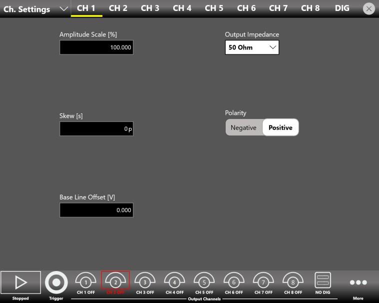 Analog channel settings page