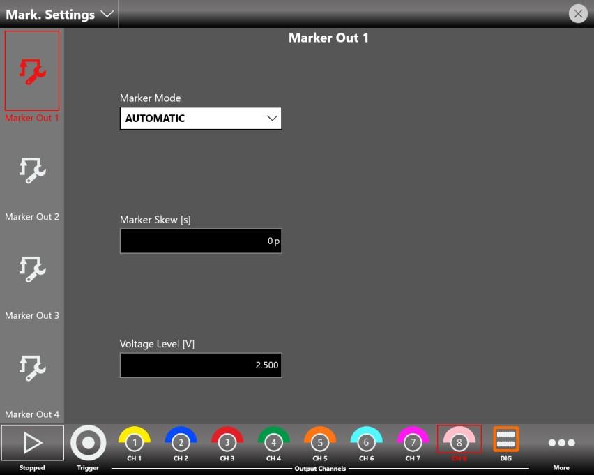 Marker Settings page