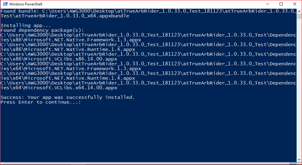 Run with PowerShell on the Add-AppDevPackage.ps1 file
