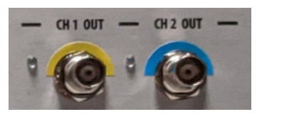 Front-panel CH1 OUT and CH2 OUT BNC connectors