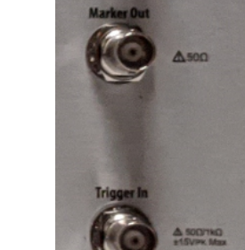 Front-panel Marker Out and Trigger In BNC connectors