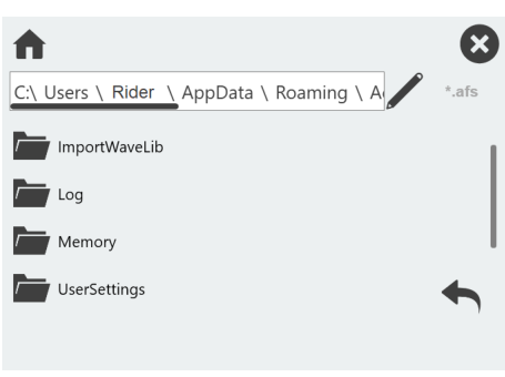 Load Settings memory list dialog