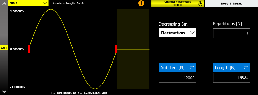 Decimation example: a sine waveform decimated to fit the Sub Length interval