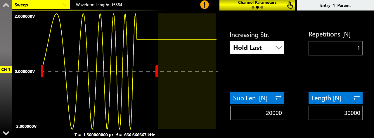 Hold Last increasing strategy on a sweep waveform