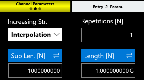 Channel 1 Entry 2 parameters with Sub Length and Length both set to 1 Gsample