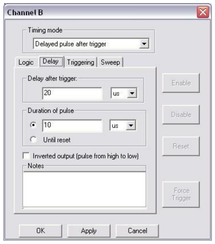 Delayed Pulse After Trigger Delay tab