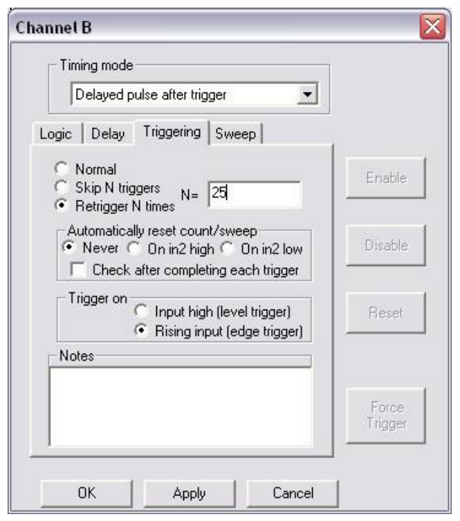 Delayed Pulse After Trigger Triggering tab