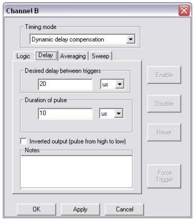 Dynamic Delay Compensation Delay tab with Desired delay setting