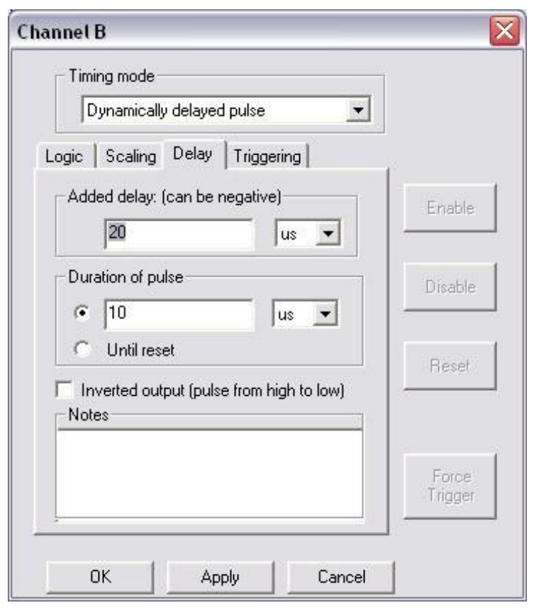 Dynamically Delayed Pulse Delay tab