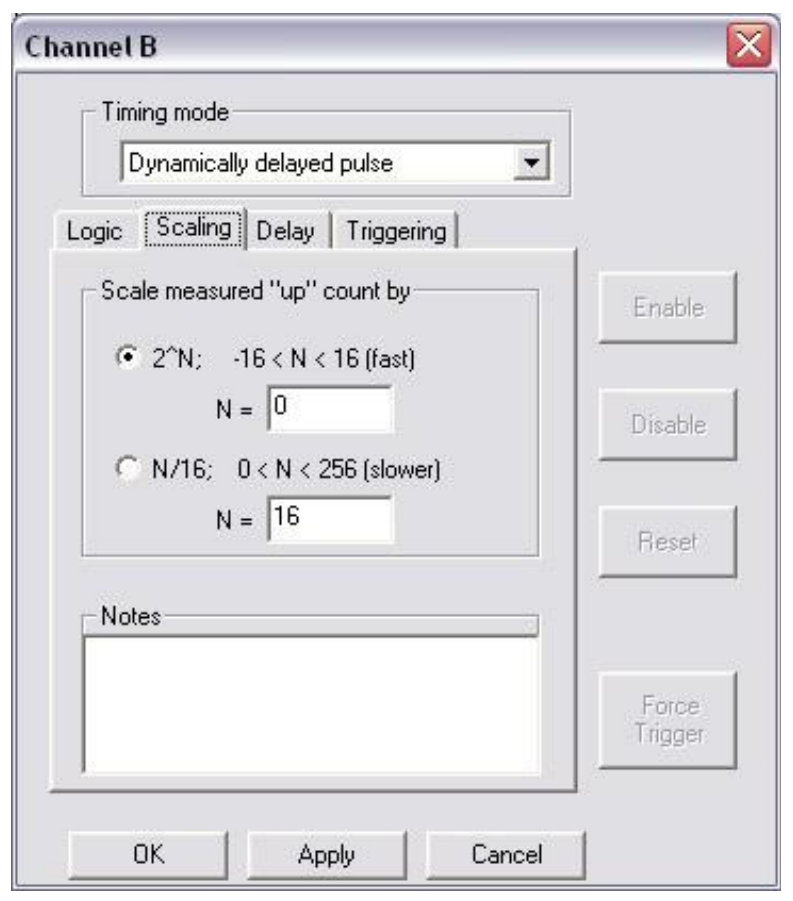 Dynamically Delayed Pulse Scaling tab