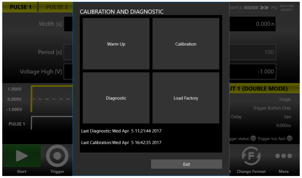 Calibration and Diagnostic page