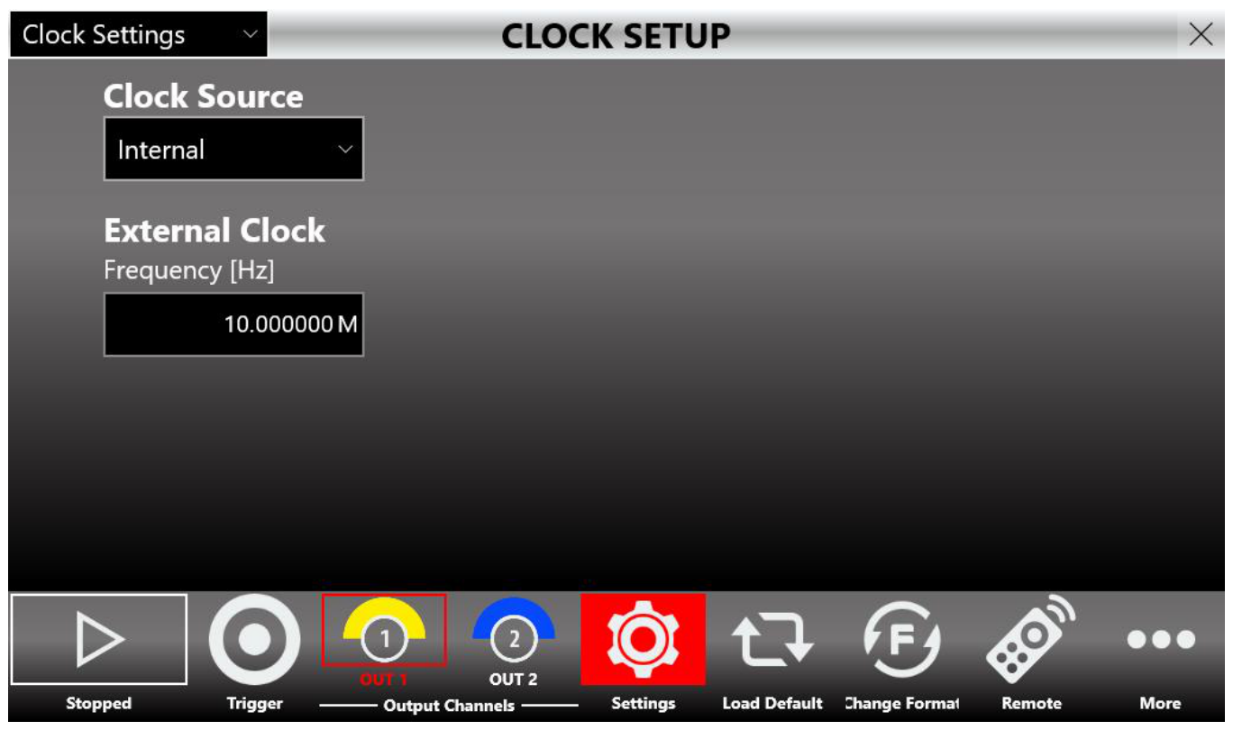 Clock Setup page